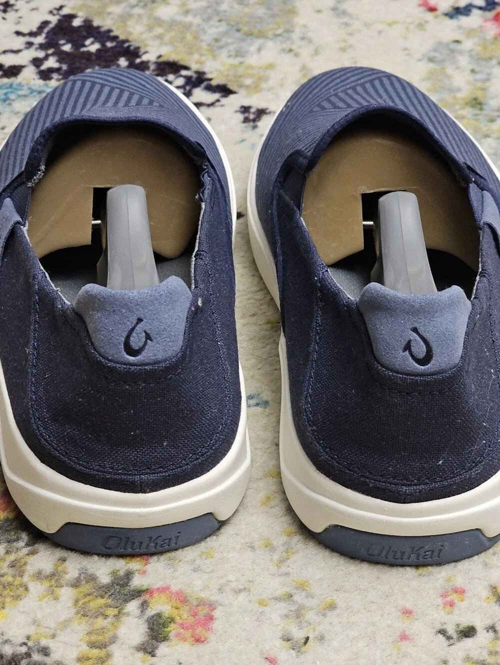 OluKai Lae'ahi Lole Slip On Sneakers Men's Size 11 Blue Canvas Gum Drop-in Heel